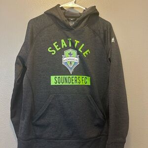 Kids Large Adidas Seattle Sounders FC Grey Climawarm Hoodie